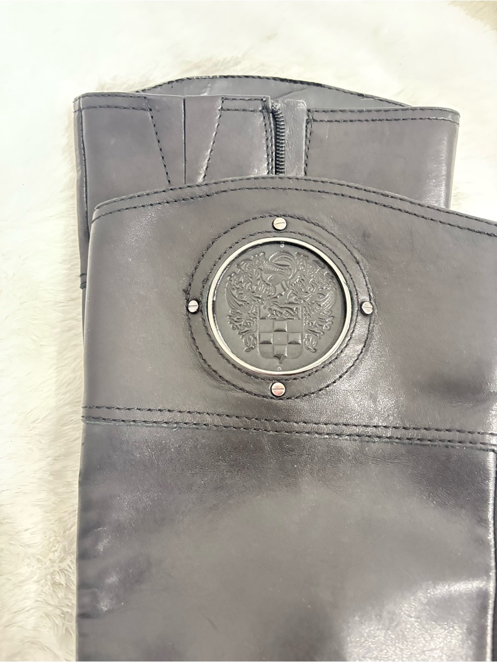 Vince Camuto Black Knee-High Riding Boots with Buckle - Picture 6 of 6